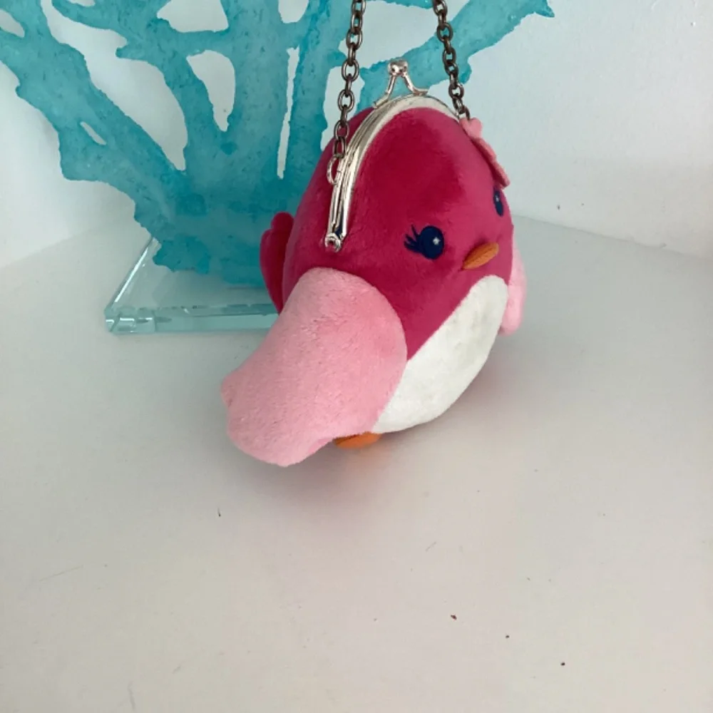 Vint. Gymboree Bird Flower Plush Handbag Animal Change Purse 6”Pink Chain strap